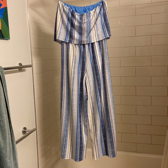 EUC blue strapless jumpsuit - Picture 5 of 6